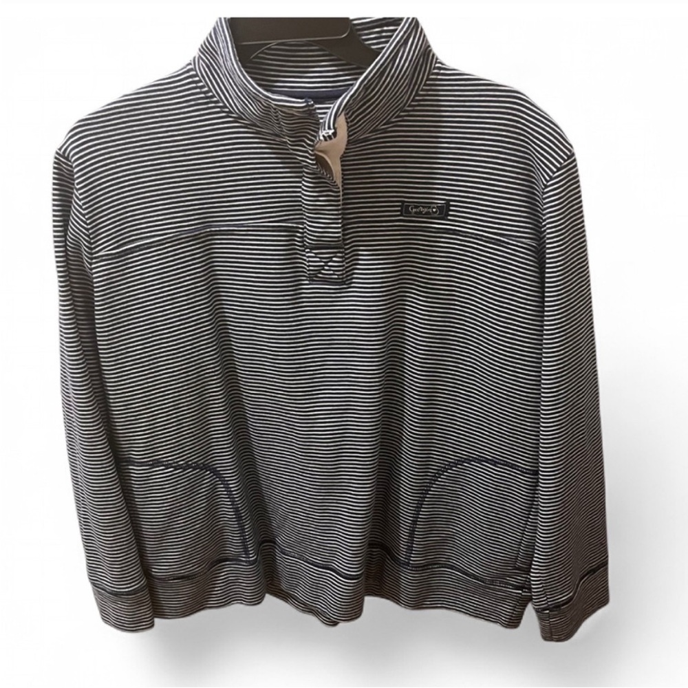 State of Mind Navy and White Striped Shirt